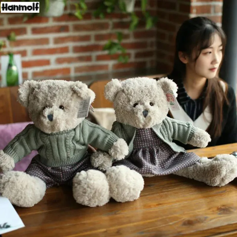 

Girls Boys Dressed Teddy Bear Plush Toy Kids Huggable Stuffed Teddy Gift Grey Teddy Bear Stuffed Doll 45cm/55cm