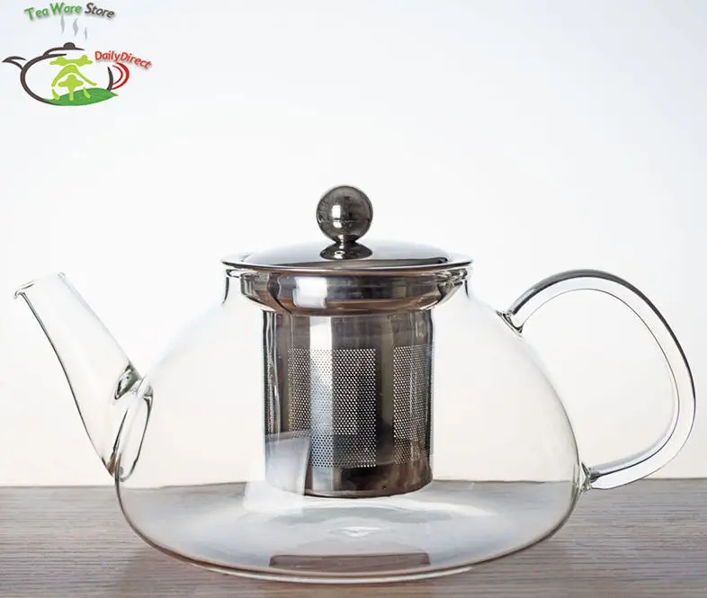1х горшок SP-Big 1000 мл жаростойкий прозрачный стеклянный цветочный чайник кофейная вода чайник с заваркой и крышкой из нержавеющей стали