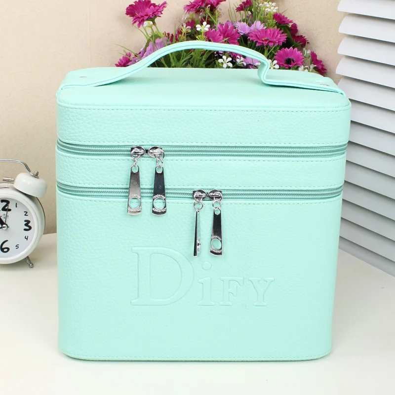 Double Layer Pu Leather Cosmetic Bags And Cases Makeup Organizer Make Up Case Box Beauty Vanity