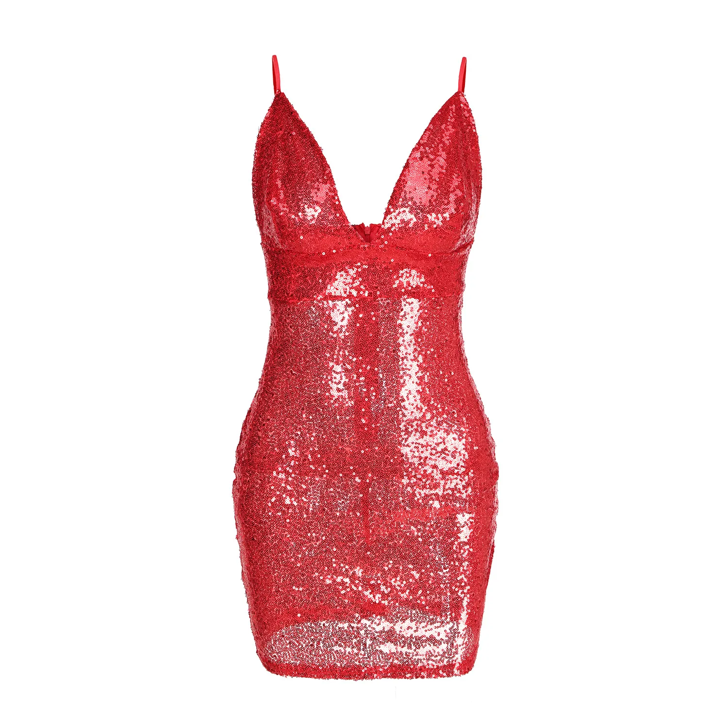 Новая красная Сексуальная Туника облегающее платье с блестками женское открытое без рукавов женское мини Клубное вечернее платье с блестками Сарафан - Цвет: red