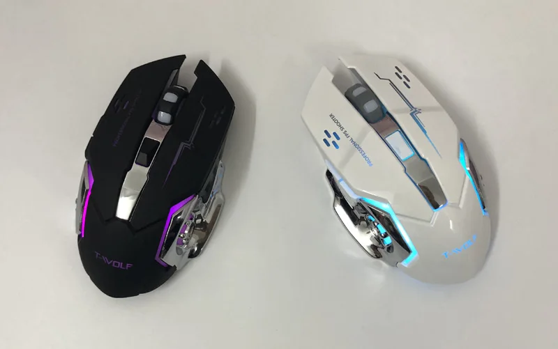 T-WOLF Q13 Rechargeable Wireless Mouse Silent Ergonomic Gaming Mice 6 Keys RGB Backlight 2400 DPI for Laptop Computer Pro Gamer mouse for apple mac