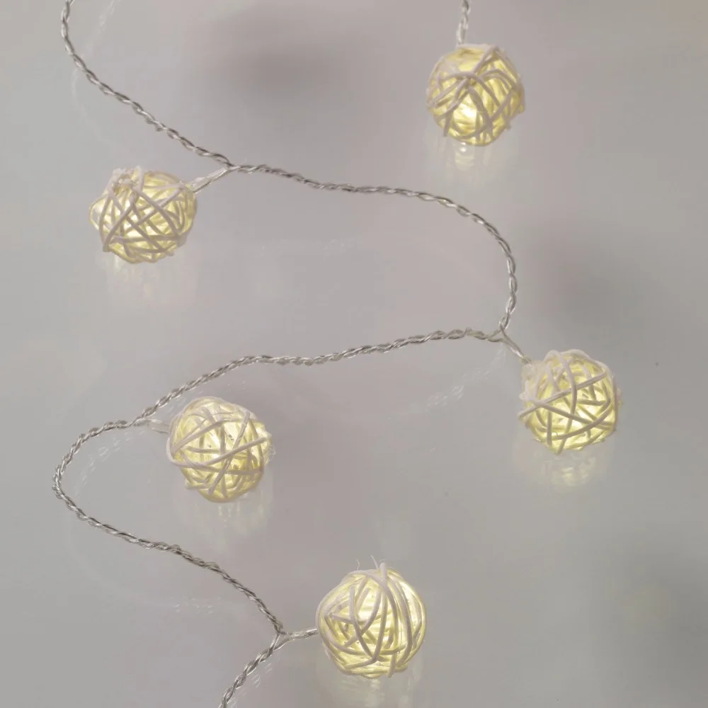 5 м 20 светодиодный 4 см ротанговый шар Светодиодная гирлянда, освещение на батарейках Рождественский свет для свадебной вечеринки украшения дома гирлянды стола