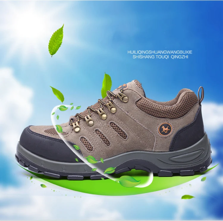 DEWBEST Men Steel Toe Safety Shoes Casual Breathable Work Shoes For Men Protective Building Footwear Sneaker