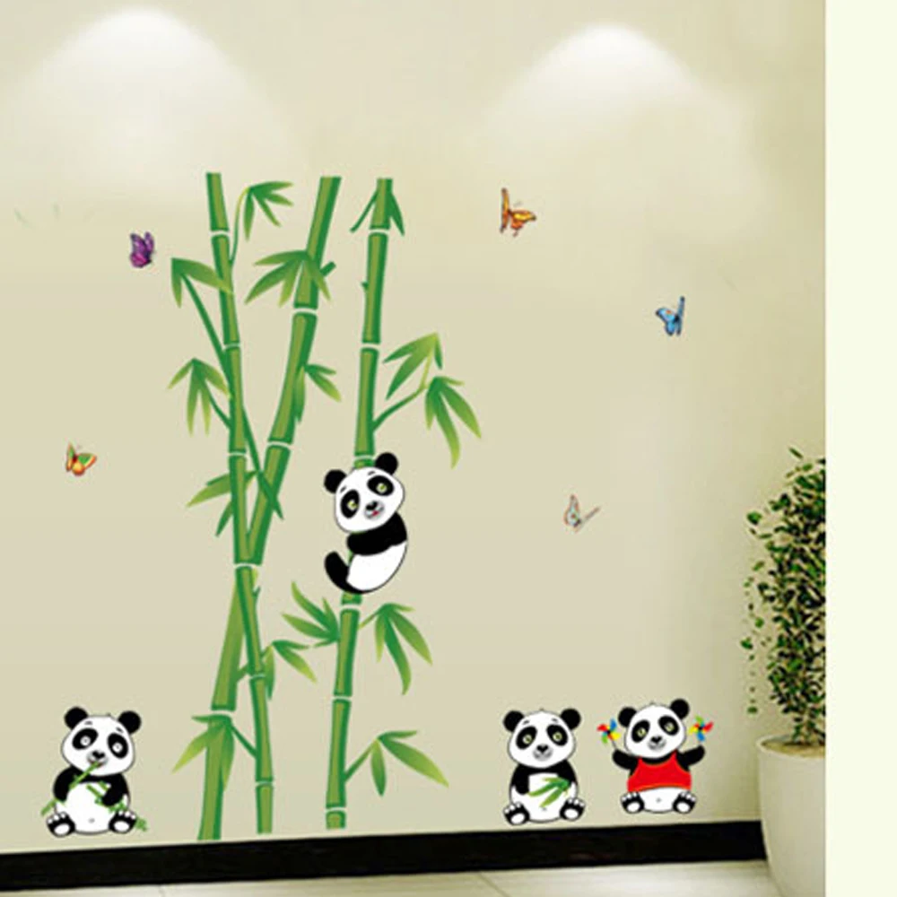 Lucu Kartun Panda Bambu Wall Sticker Decal Rumah Kertas Gambar