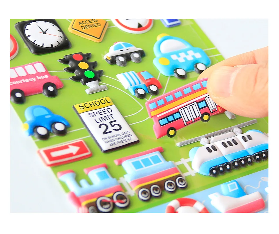 4 шт. автомобиля стикер мультфильм автомобиль автобус скорой помощи самолет Лодка почтой Ван 3D наклейки подарок для ребенка украшения
