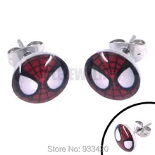 Эмалью Человек-паук Маска пирсинг для ушей, тела Нержавеющая сталь ювелирные изделия двигателя серьги-гвоздики SJE370068B