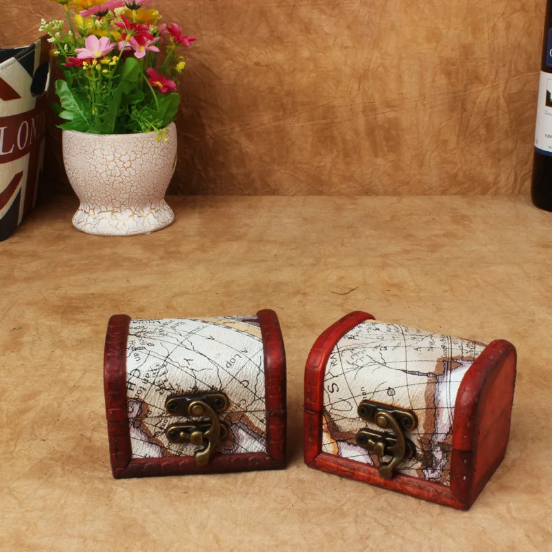 Free ship!1lot=8pc!European style map storage box / retro wood case