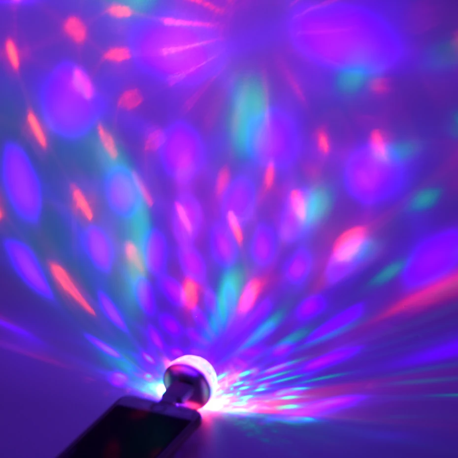 СВЕТОДИОДНЫЙ Автомобильный USB атмосферный свет DJ RGB Мини Красочный музыкальный звук лампа USB-C поверхность телефона для фестиваля вечерние караоке с адаптером