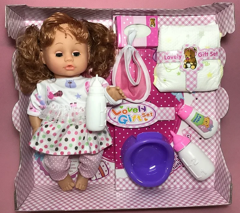[Забавный] Моделирование 32 см мигает глаз, пьет воду, в туалет и может говорить живым кукла модель Мягкий Возрожденный ребенок куклы девочка подарок