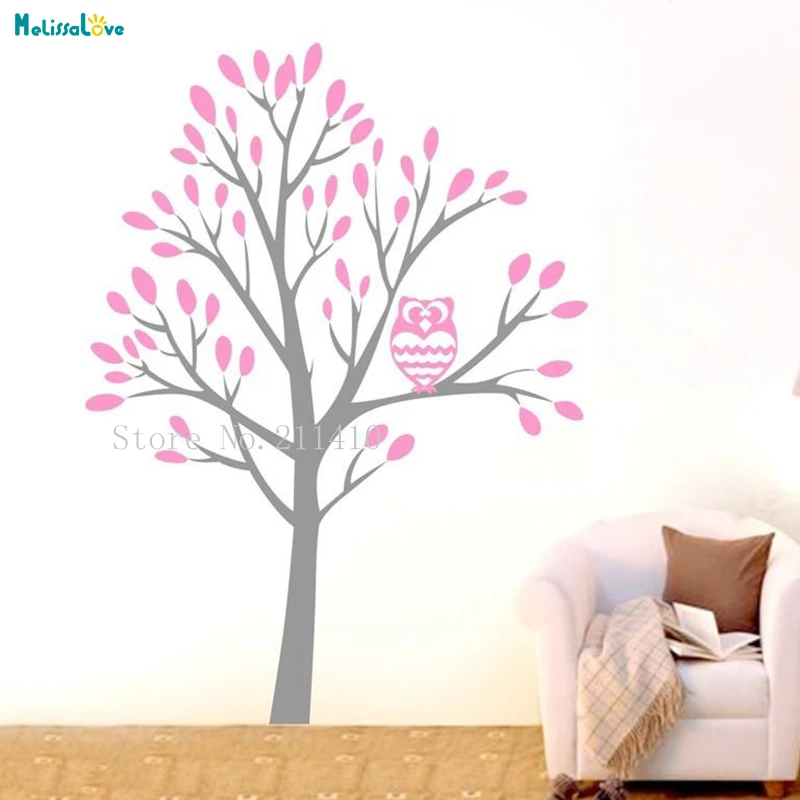 

Custom Color Large Jungle Owl Tree Wall Stickers Nursery Vinyl Home Decoration For Kid Baby Room Self-adhesive Cute Gift YT644