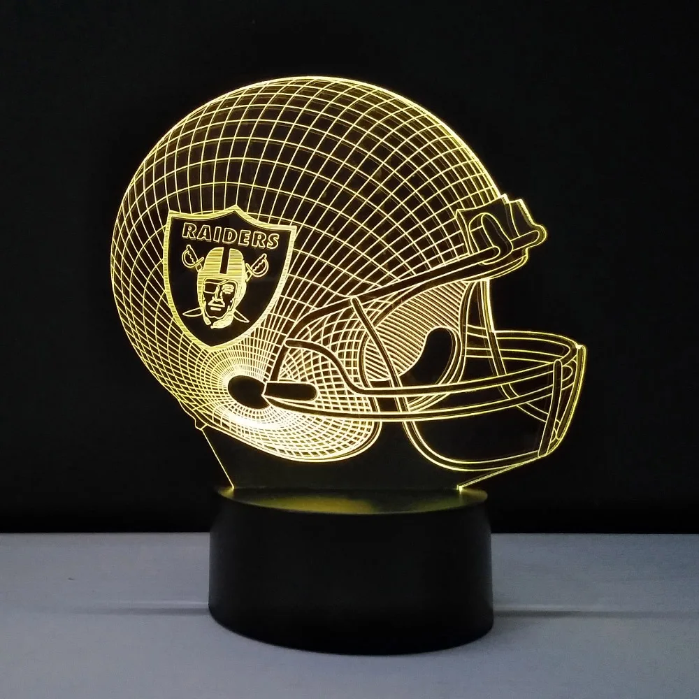 

3D American Football Helmet LED Desk Lamp 7 Colors Changing Sleep NightLight Rugby Cap Light Fixture Bedroom Home Decor Gifts
