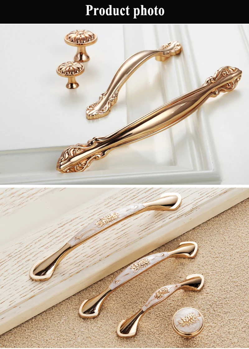 Gold Door Handles Wardrobe Drawer Pulls Kitchen Cabinet Knobs and Handles Fittings for Furniture Handles Hardware Accessories