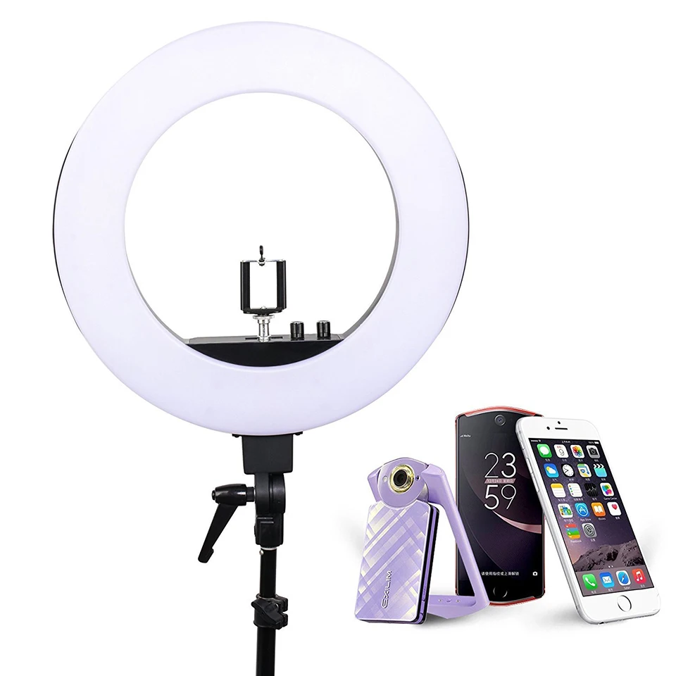 Beste Zomei 18 Dimbare Fotografische Verlichting Studio Video LED Ring Light 3200 5600 K voor Smart telefoon Make Live youtube portret