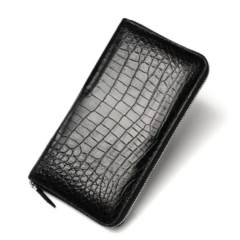 

One-piece Designer Genuine Crocodile Leather Men Male Large Clutch Purse Authentic Real Alligator Belly Skin Long Wallet For Man