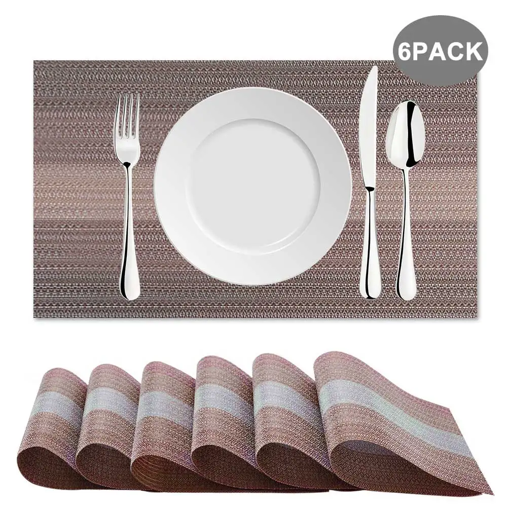 6pcs/set Non-Slip Washable Placemats Table Mats for Dining Coffee Tea Heat Resistant Kitchen Cup Ma