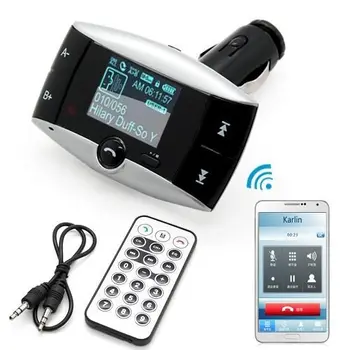 

1.5" Blue LCD Bluetooth handsfree Car Kit MP3 Player FM Transmitter Modulator Radio Car Charger with SD MMC USB Remote
