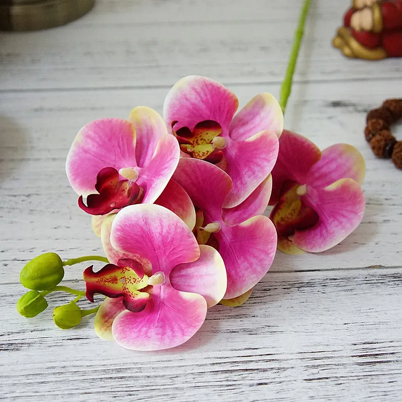 Real touch 5Heads Latex Orchids branch Artificial Flowers quality