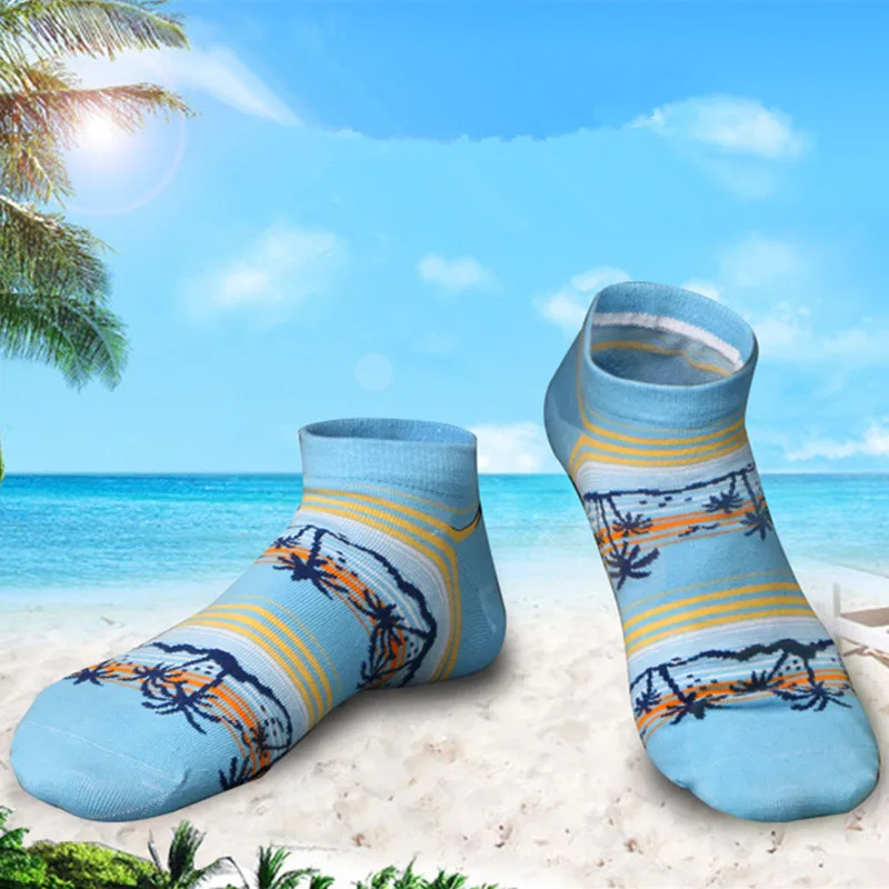 3 пары/партия, мужские хлопковые дышащие носки, носки с кокосовым деревом, жаккардовые модные носки в морском стиле