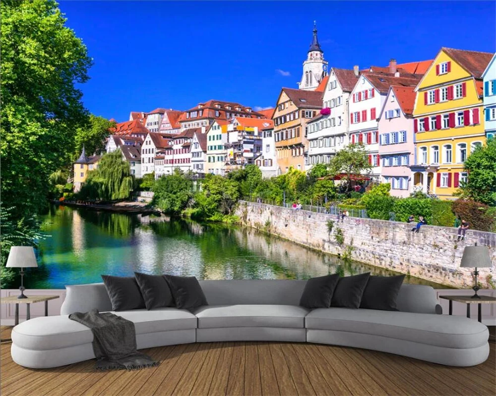 Beibehangヨーロッパドイツ町風景3dの背景の壁のベッドルームの装飾画のファッション壁紙 Wallpapers Aliexpress