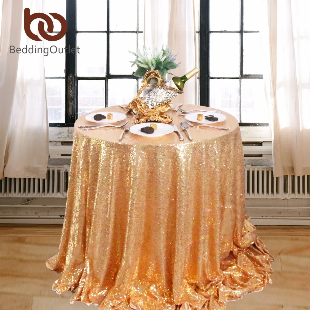 BeddingOutlet Orange Sequin Tablecloth Thanksgiving Table Cloth Wedding