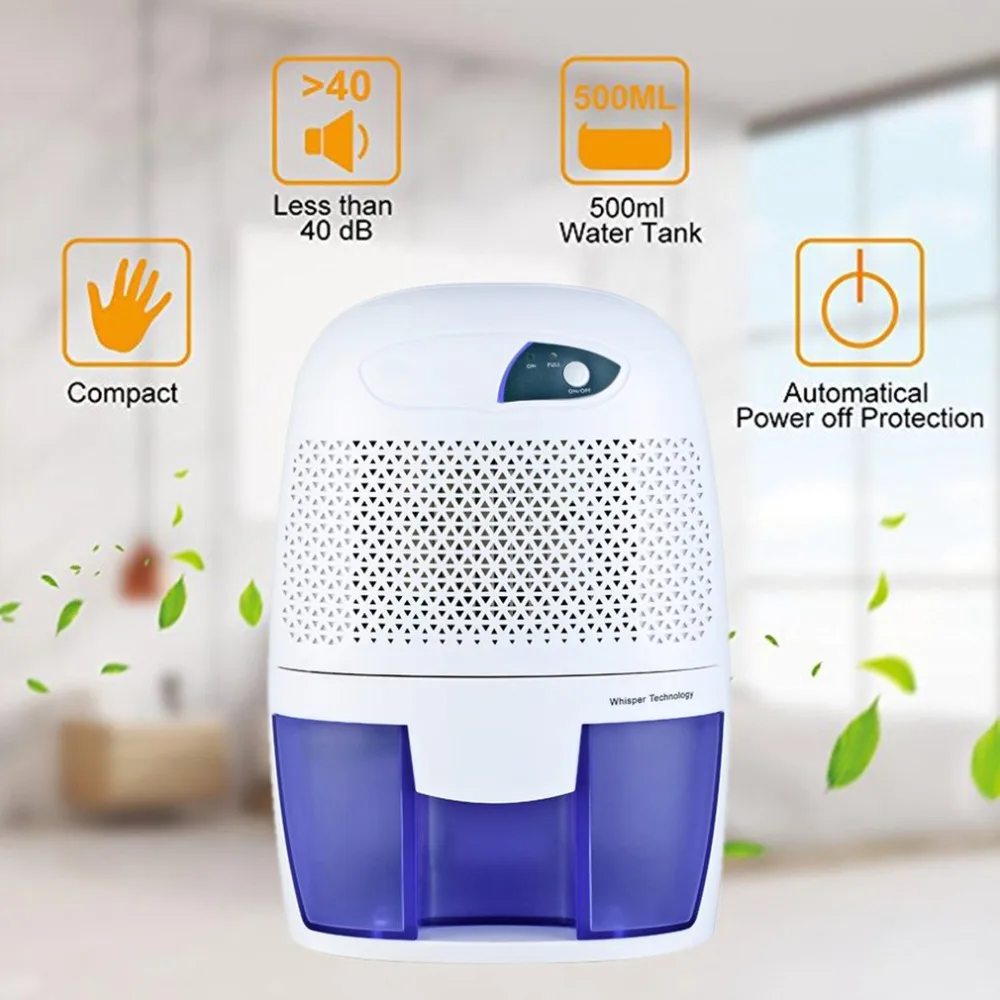 

Mini Portable Home Air Dryer 500ml Semiconductor Dehumidifier Desiccant Moisture Absorber Low Noise Cabinet Dehumidifier