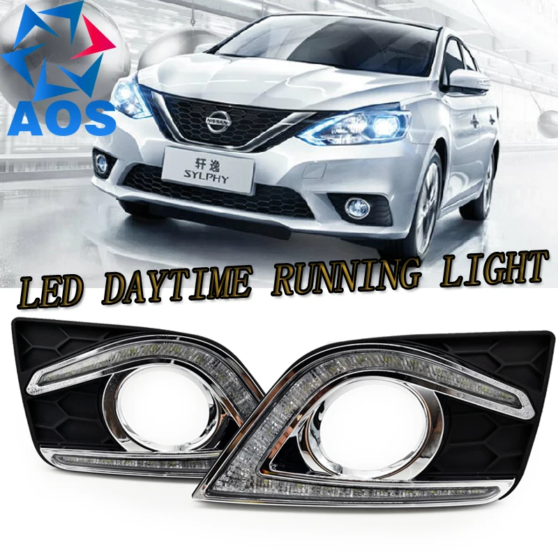 

LED Car DRL Daytime Running Lights for Nissan Sylphy Sentra 2016 2017 with auto fog daylight driving lamps