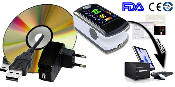 

Bluetooth Wireless Finger tip pulse oximeter Blood Oxygen Saturation Monitor CMS50EW, USB SW, OLED Screen, CONTEC Oximetro