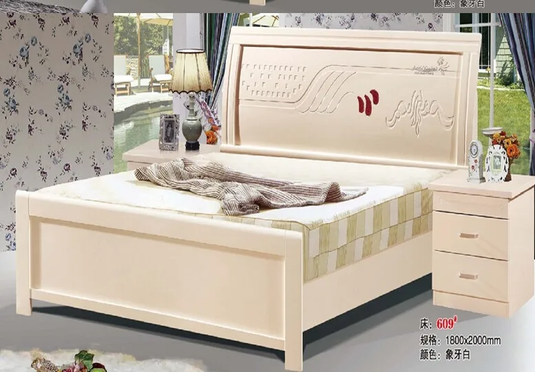 Высококачественная кровать мебель для спальни из дуба кровать из массива дерева 6752