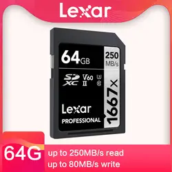 Lexar sd card 64G 128 gb 256 GB U3 V60 4 K Высокое Скорость 250 м/с зеркальные микро одной камеры карты памяти MLC частиц SDXC UHS-II sd-карта