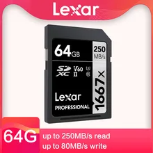 Lexar 1667X Sd-kaart 64G 128 Gb 256 Gb U3 V60 4K Hoge Snelheid 250 M/s Mlc Deeltjes sdxc UHS-II Slr Micro Enkele Camera Geheugenkaart