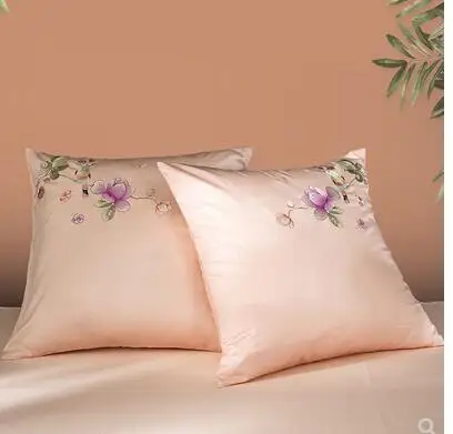 

1pair long-staple cotton embroidered cushion cover cotton fabric square pillow case bedside pillow cover