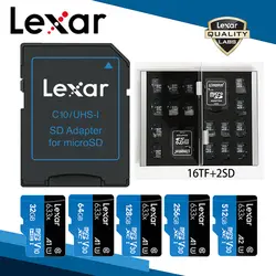 Lexar карта памяти SD адаптер Micro SD кард-ридер Футляр для карты TF 16 ГБ 32 ГБ 64 Гб 128 ГБ 256 ГБ 512 ГБ A2 U3 C10 V30 633x флэш-карта