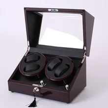 Mahogany leather watch accessories box for automatic watch winder case lock rotator storage movement ratator boxes