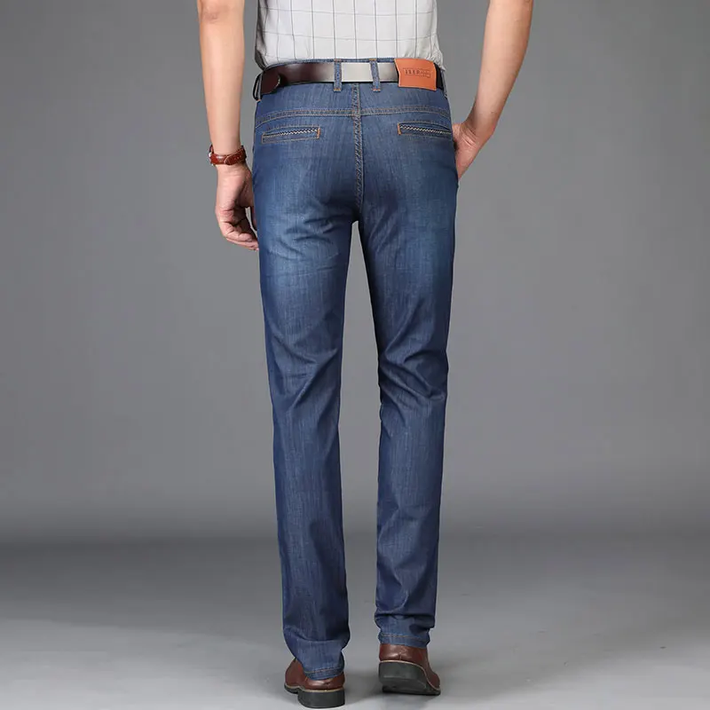 Summer JEEP Brand Cotton Smart Casual Jeans Elastic Men's Casual Full Length Retro Simple Jeans Cotton Pants Fashion Trousers 44 (33)
