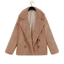 Флисовая Куртка из искусственного меха, пальто для женщин, Осень-зима, плюшевое теплое толстое плюшевое пальто, женское повседневное пальто с карманами, верхняя одежда большого размера