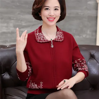 

2020 middle and old age women's wear, zipper, top sweater, big size coat, mother's sweater, cardigan jacket.