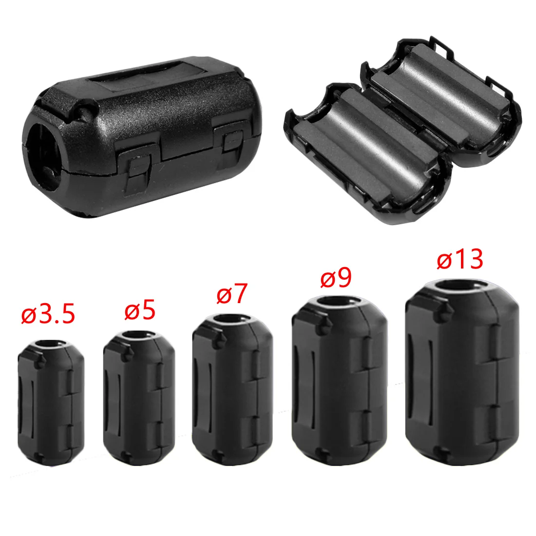5 Pcs 3.5mm Clip-On Ferrite Ring Core Noise Suppressor For EMI RFI Clip Cable Active Components Filters