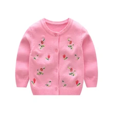 Свитер с цветочным узором для маленьких девочек детские свитера с длинными рукавами хлопковый топ с круглым вырезом для малышей, кардиган для девочек, свитер г. Одежда для маленьких девочек