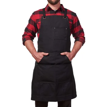 

Work Apron Canvas Tool Pockets Cross-back Straps Adjustable For Barbecue Woodworking FPing
