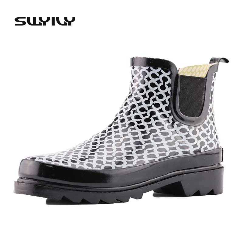 black platform rain boots