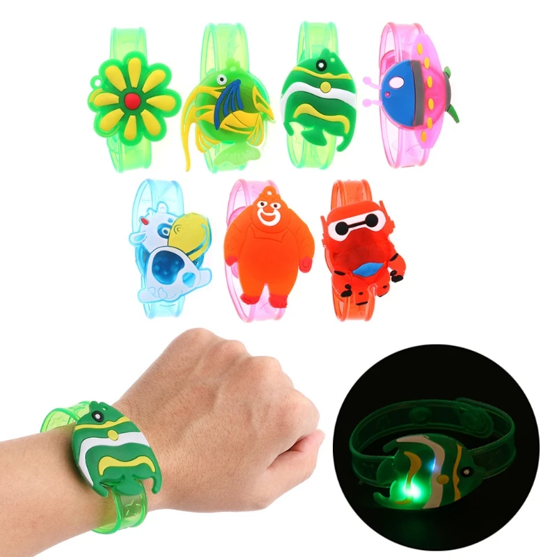 

HBB Xmas Gift Children Kids LED Light Glow Luminous Wrist Band Cartoon Bracelet Toys NEW