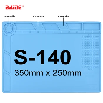 Price 35 X 25 Cm Blue Silicone Pad With Screw Position Magnetic S-140 Sdiabatic Repair Mat For BGA Soldering Station Tools 60pcs/lot