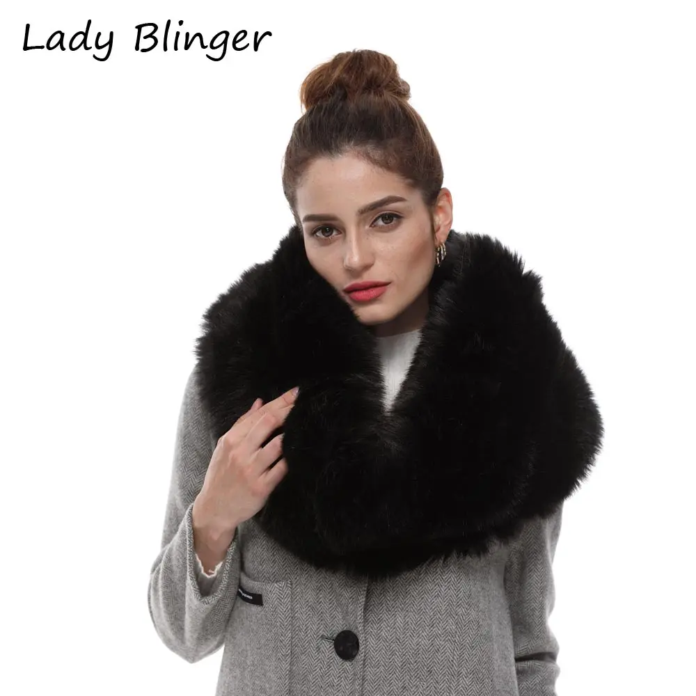 Lady blinger супер большой Бесконечность шарф из искусственного меха лисы с эластичной резинкой меховой палантин Круглый Воротник обувь на теплом меху меховые накидки хомут для шеи теплее