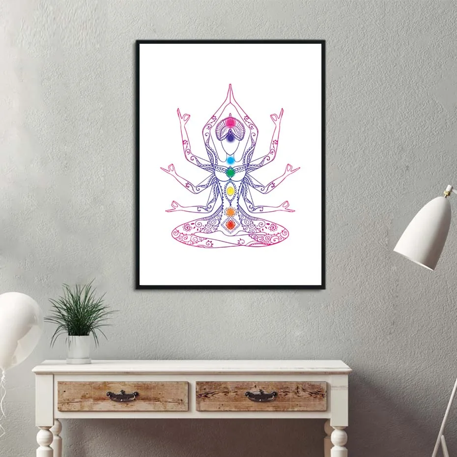 

Chakra Art Decor Canvas Painting Yoga Print Poster Meditation Print Yoga Studio Poster Namaste Picture Wall Art Decoration