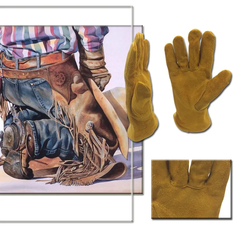 RJS Для мужчин безопасности рабочие перчатки корова кожа перчатки сварки безопасности Защитные сад Спорт мото износостойкие перчатки 4018
