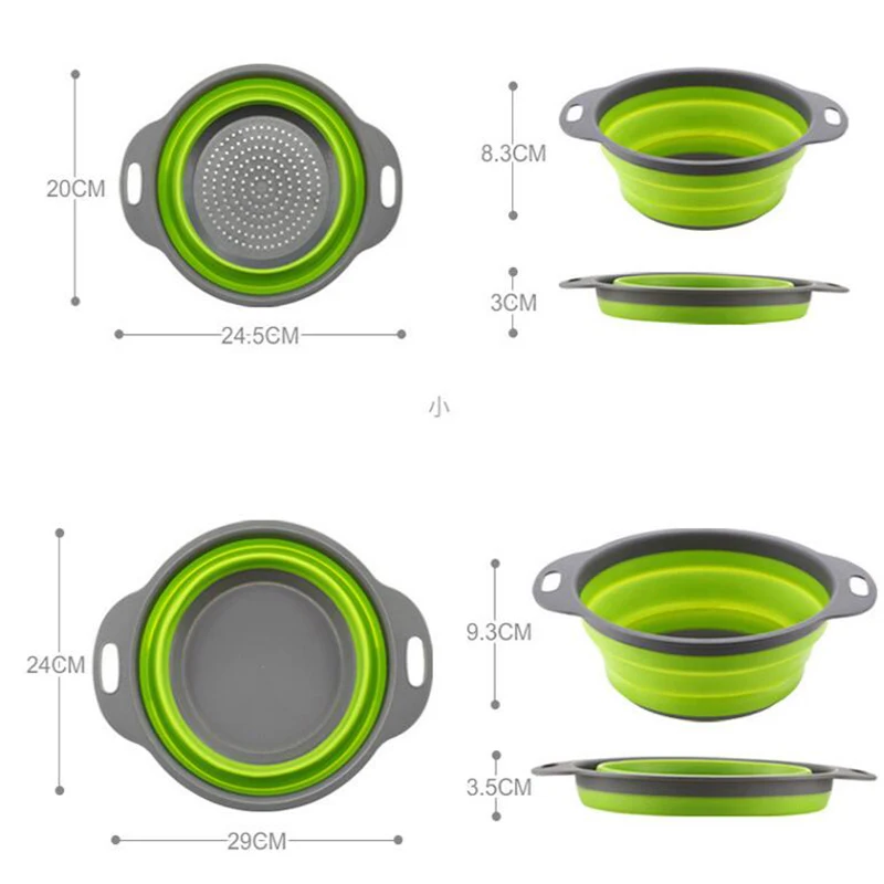 KHGDNOR 2 шт./компл. складной силиконовый дуршлаг фрукты овощи стиральная чаша Кухня складное сито умывальник и дуршлаг набор