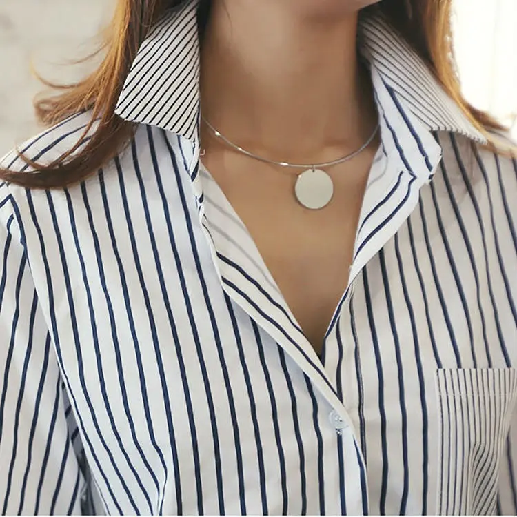 

Womens Necklace Chic Polished Silver Gold Metal Simple 1" Disc Round Circle Pendant Collar Choker Lady Fashion Necklaces Jewelry