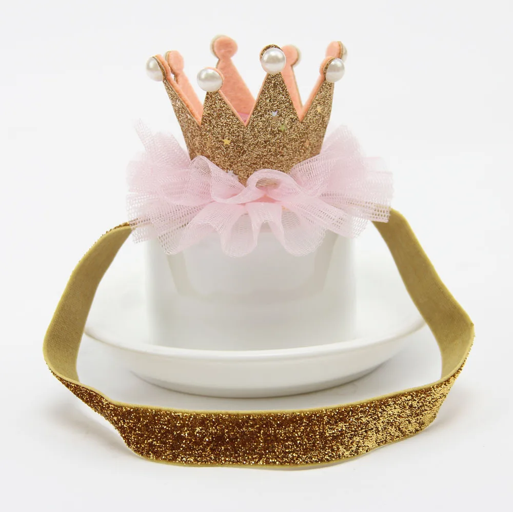 Baby Girl Shiny Princess Tiara Hair Band Headband Kids Elastic Crown Headwear HK
