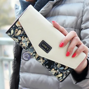 

fondhere 2020 new fashion Wallet Female PU Leather Wallet Leisure Purse Colorful Style 3Fold Flowers Printing Women Wallets