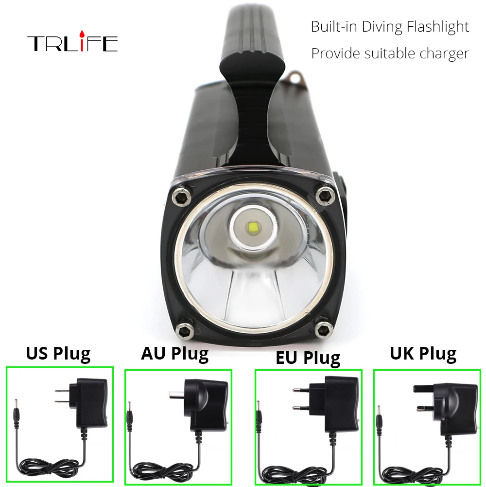 

LED Flashlights Underwater 200m Dive Flashlight for diving Built in Lantern LED Flashlight Torch Scuba Diving Light with charger